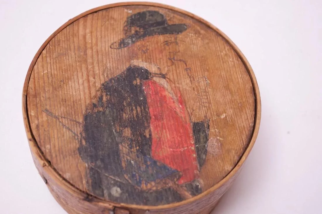 Antique English Snuff Box / Pipe Tobacco Case With Hand-Painted Decoration - 7