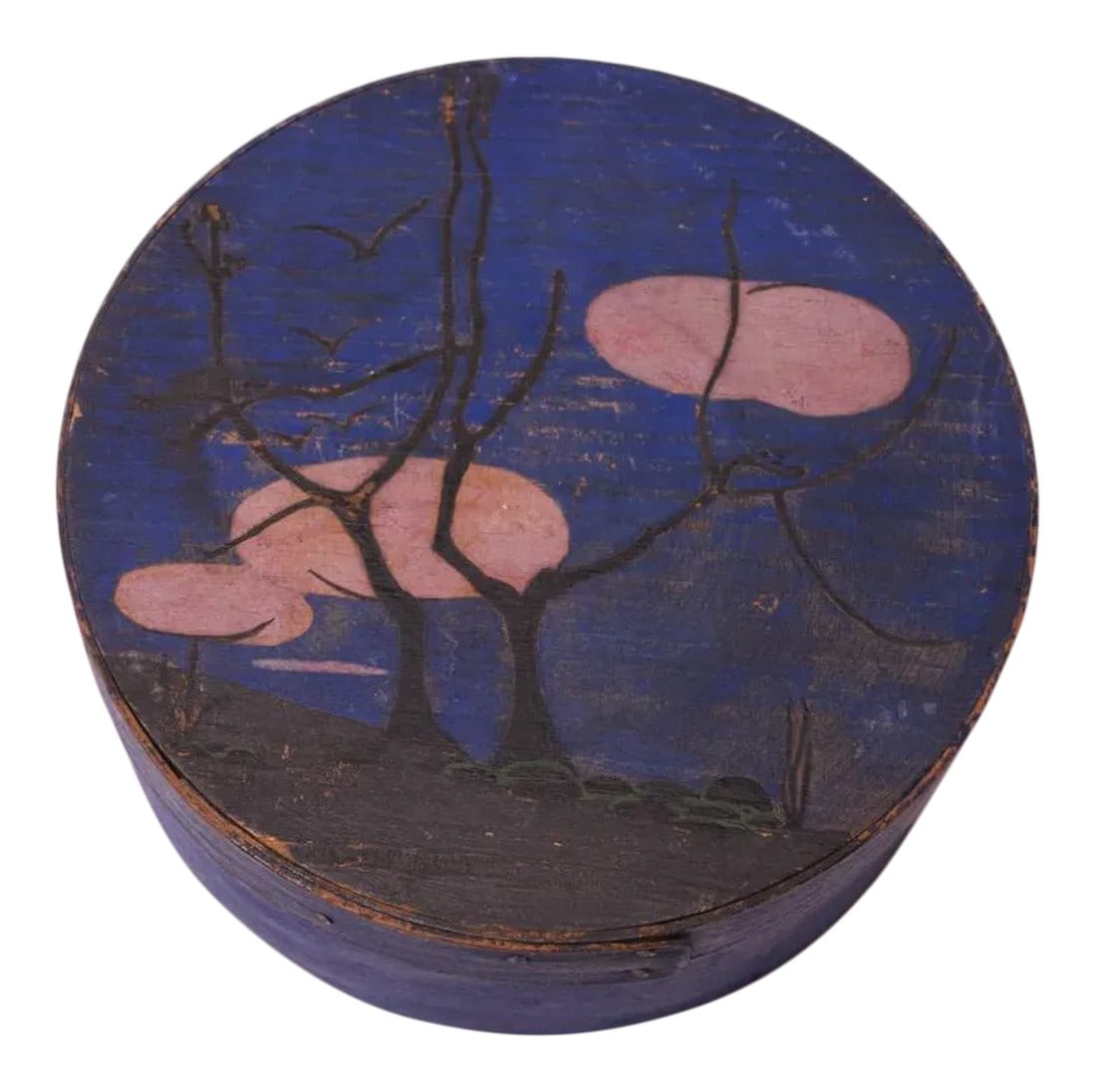 Early 20th Century Americana Pantry Box in Indigo With Tree Motif (1 of 13)