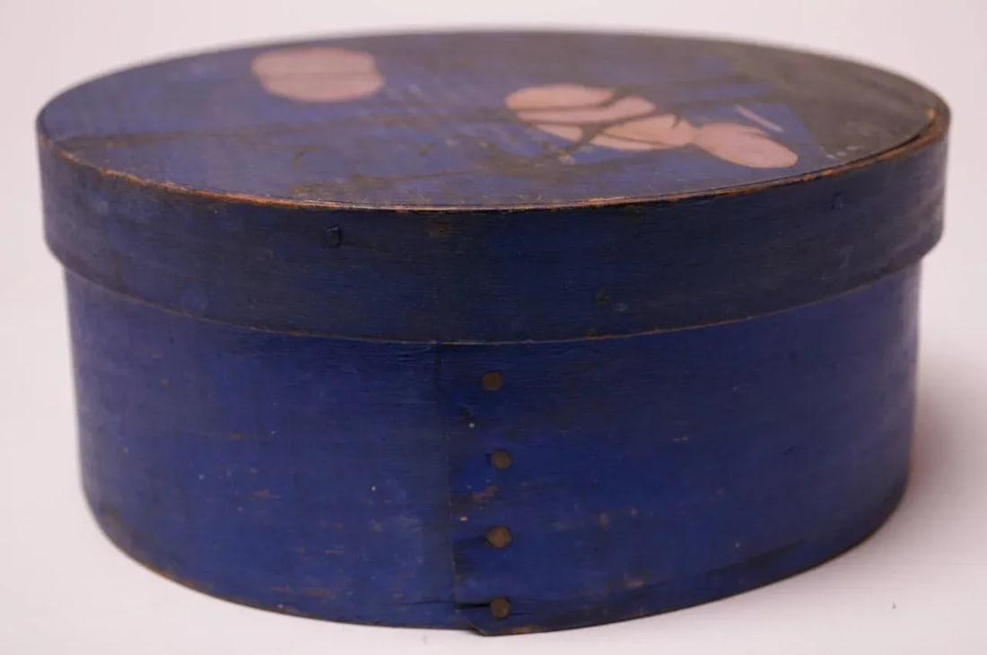 Early 20th Century Americana Pantry Box in Indigo With Tree Motif - 3