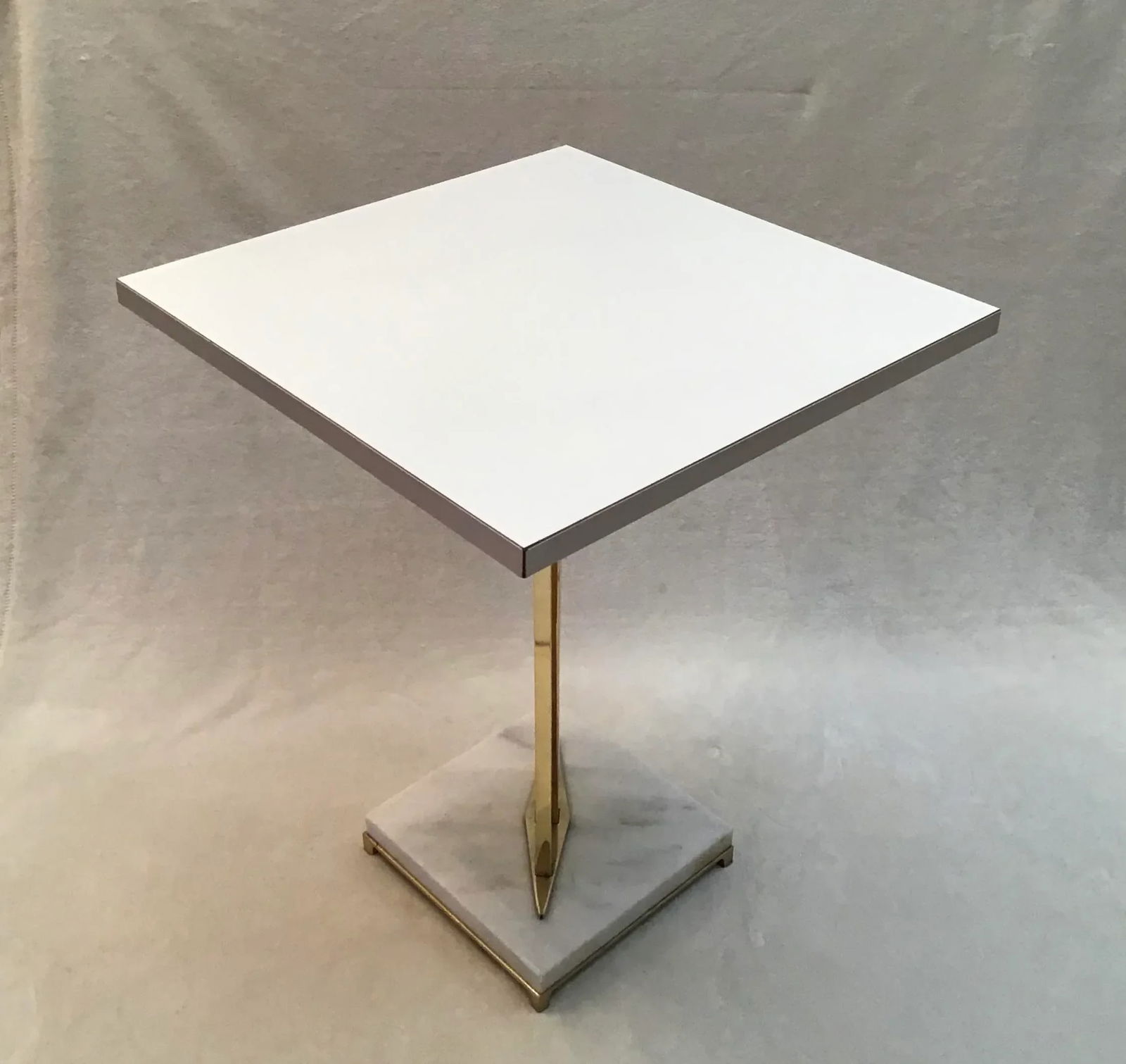 1970s Hollywood Regency Brass Accent Table Marble Base - 2