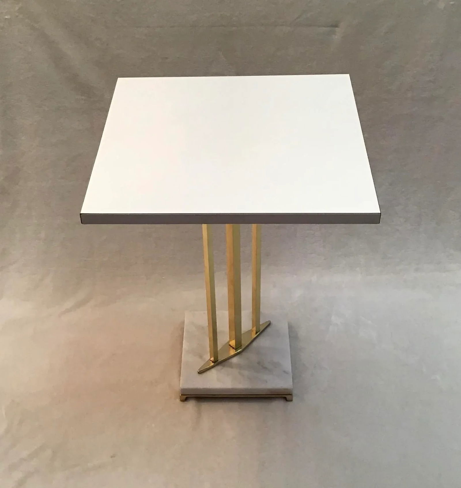 1970s Hollywood Regency Brass Accent Table Marble Base - 3