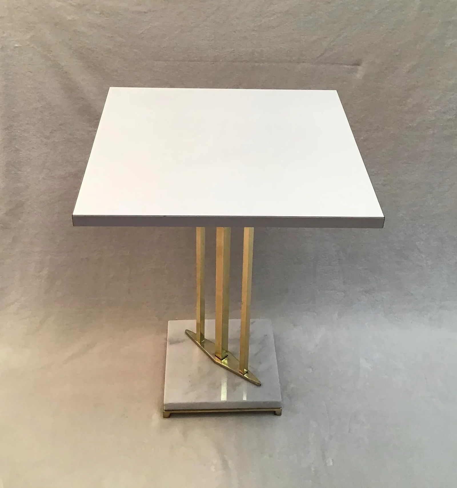 1970s Hollywood Regency Brass Accent Table Marble Base - 4