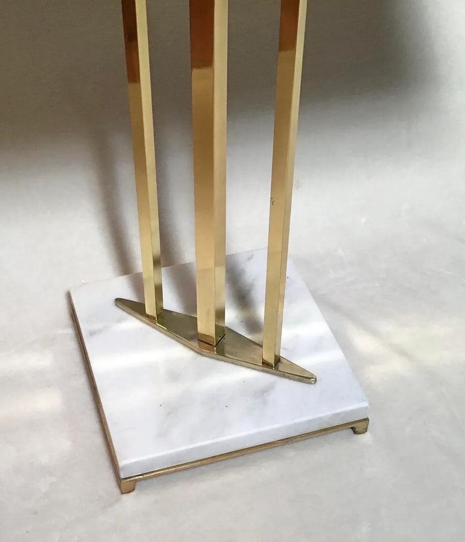 1970s Hollywood Regency Brass Accent Table Marble Base - 6