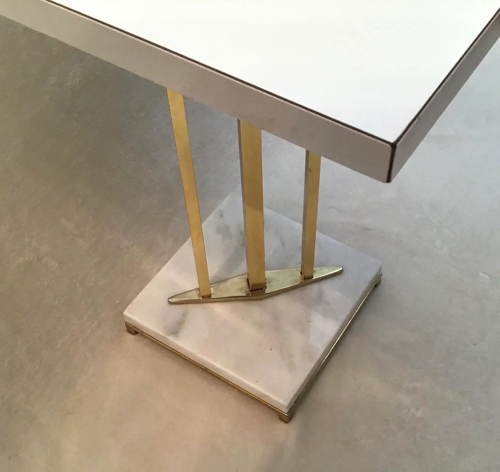 1970s Hollywood Regency Brass Accent Table Marble Base - 8