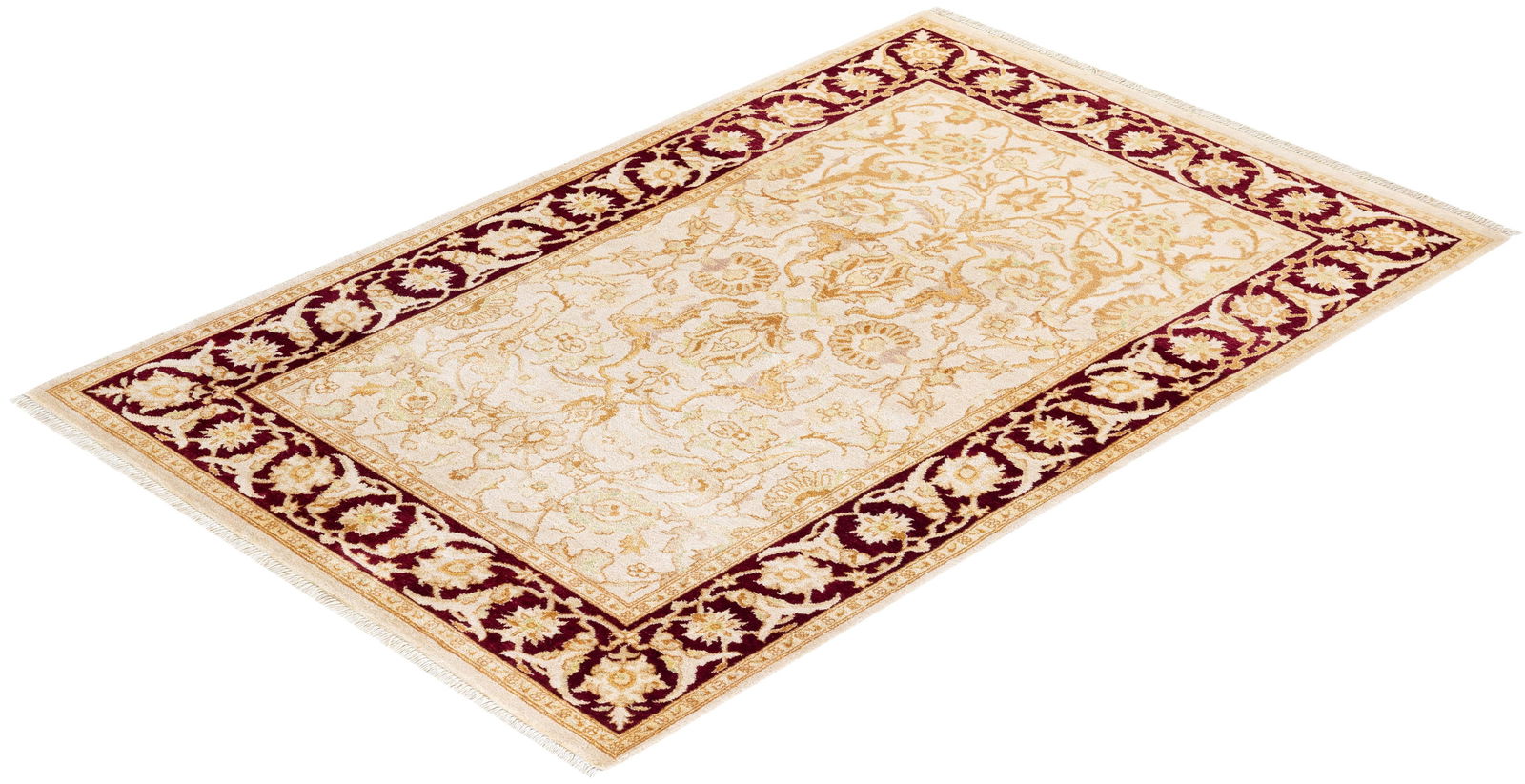 Eclectic, One-of-a-Kind Hand-Knotted Area Rug - Ivory, 4' 1" x 6' 3" - 8