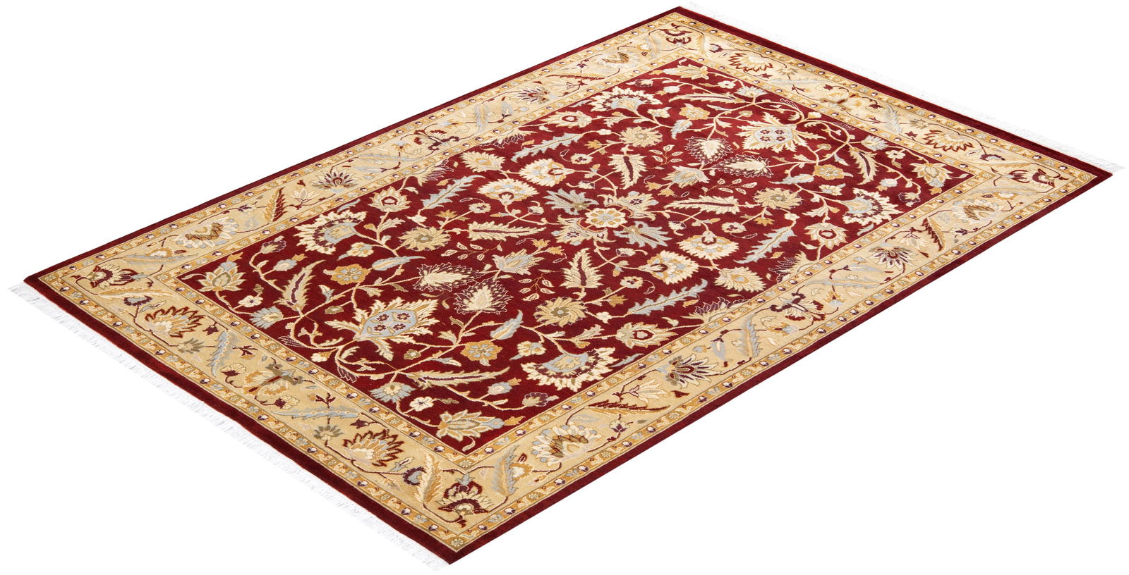 Mogul, One-of-a-Kind Hand-Knotted Area Rug - Red, 4' 3" x 6' 3" - 8