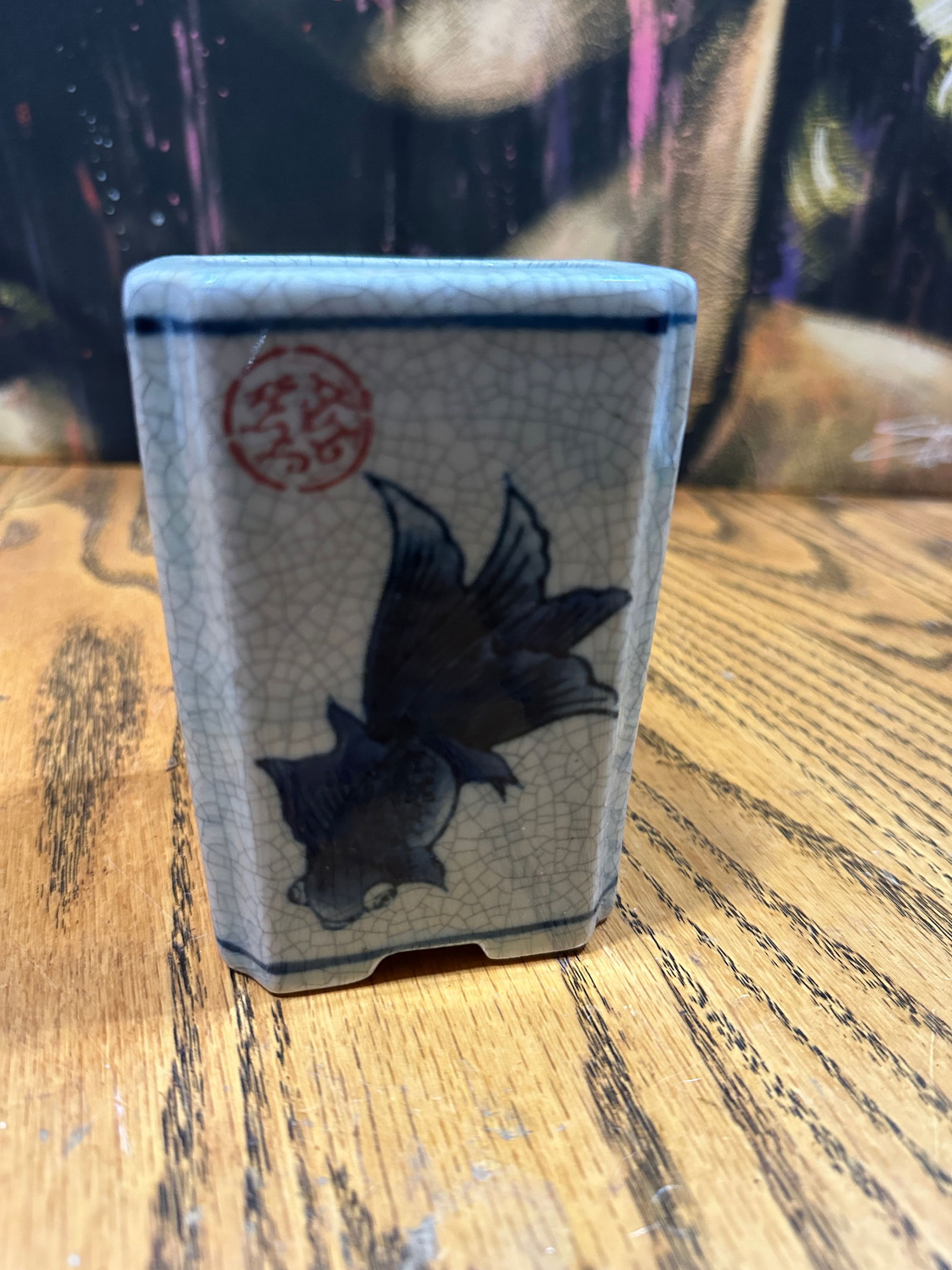 1970s Asian Blue and White Square Vase - 2