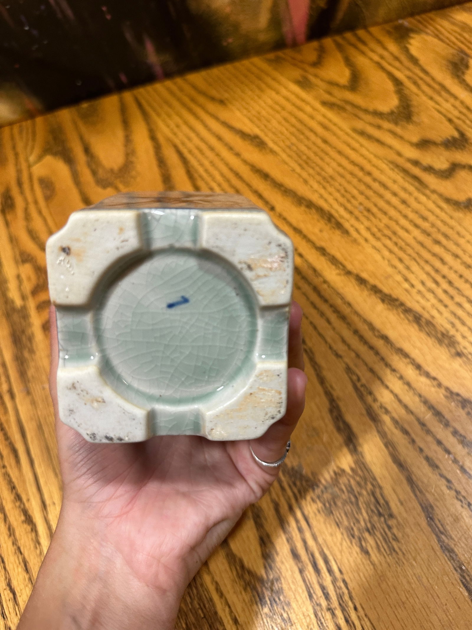 1970s Asian Blue and White Square Vase - 6