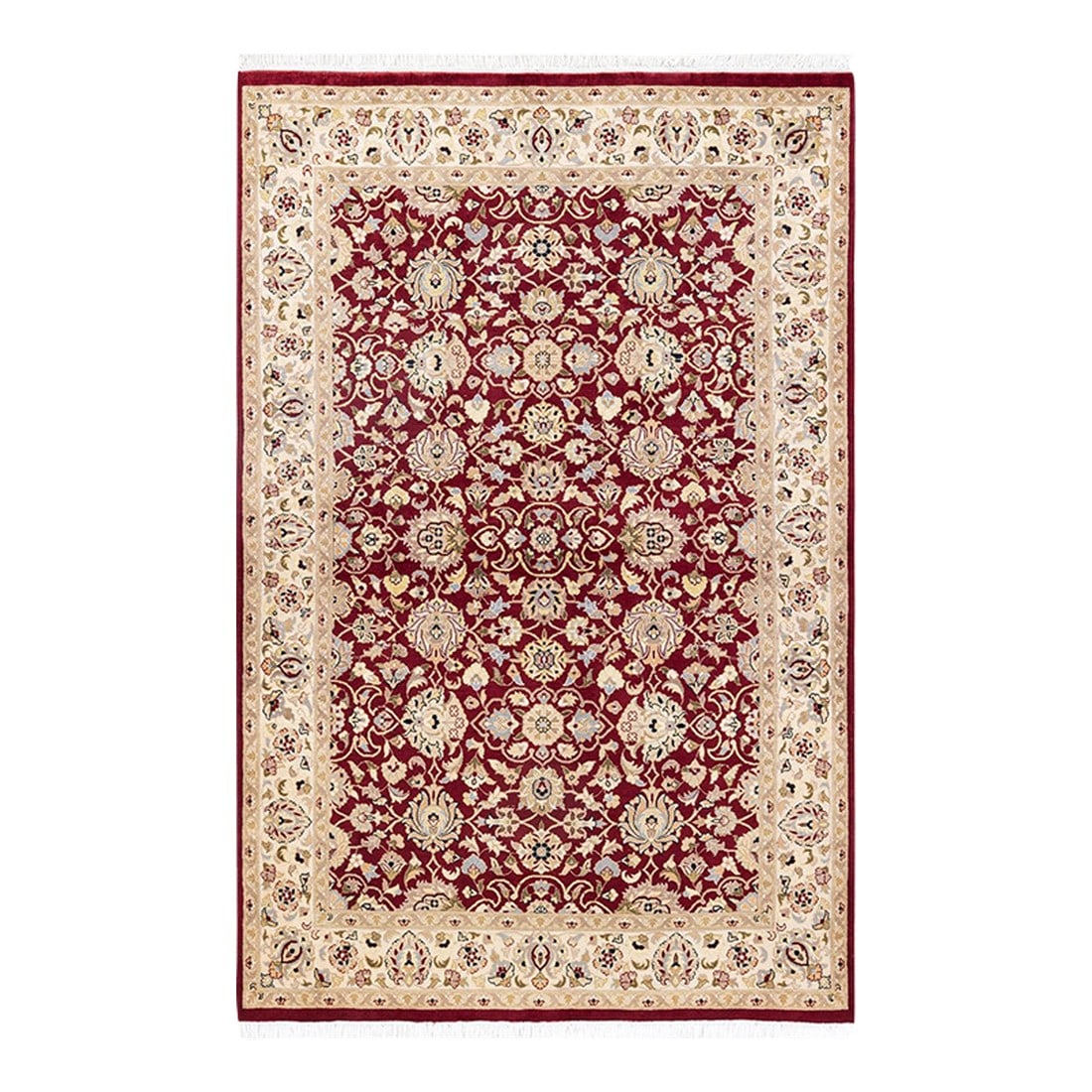 Mogul, One-of-a-Kind Hand-Knotted Area Rug - Orange, 4' 1" x 6' 3": With understated palettes and allover designs, the rugs in the Mogul Collection will bring timeless sophistication to any room. Influenced by a spectrum of Turkish, Indian, and Persian designs, the ar
