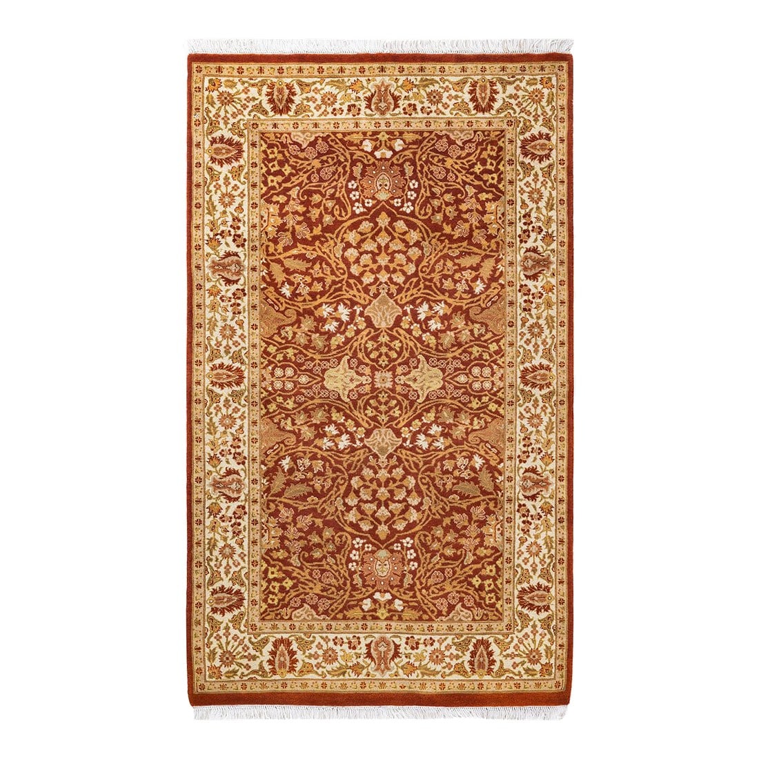 Mogul, One-of-a-Kind Hand-Knotted Area Rug - Orange, 3' 1" x 5' 1": With understated palettes and allover designs, the rugs in the Mogul Collection will bring timeless sophistication to any room. Influenced by a spectrum of Turkish, Indian, and Persian designs, the ar