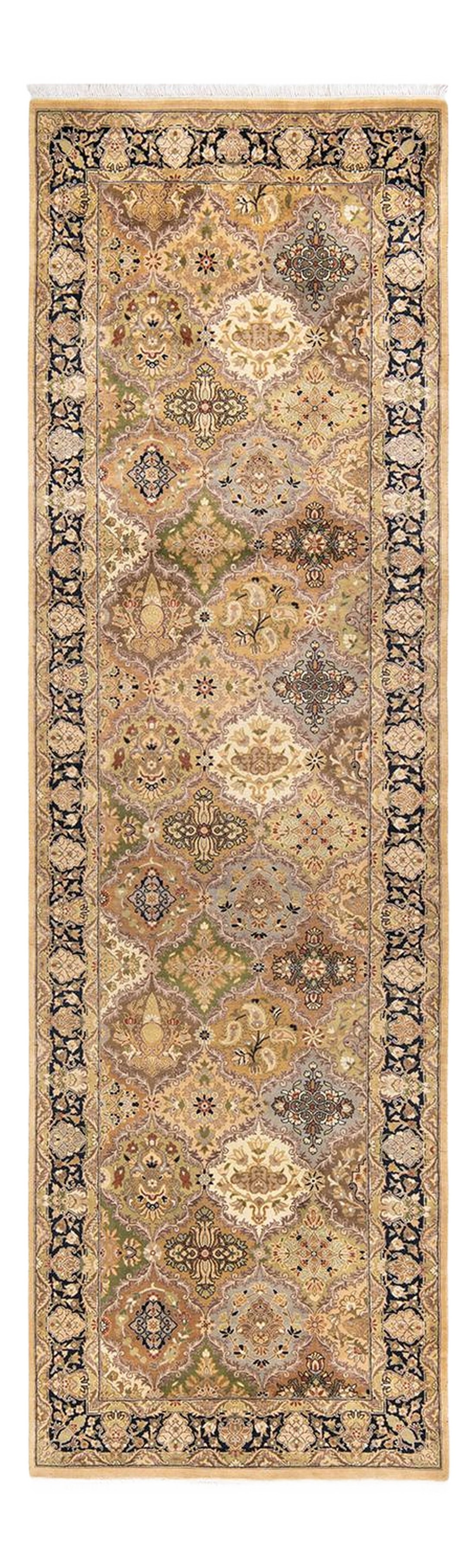 Mogul, One-of-a-Kind Hand-Knotted Runner Rug - Yellow, 3' 0" x 10' 1": With understated palettes and allover designs, the rugs in the Mogul Collection will bring timeless sophistication to any room. Influenced by a spectrum of Turkish, Indian, and Persian designs, the