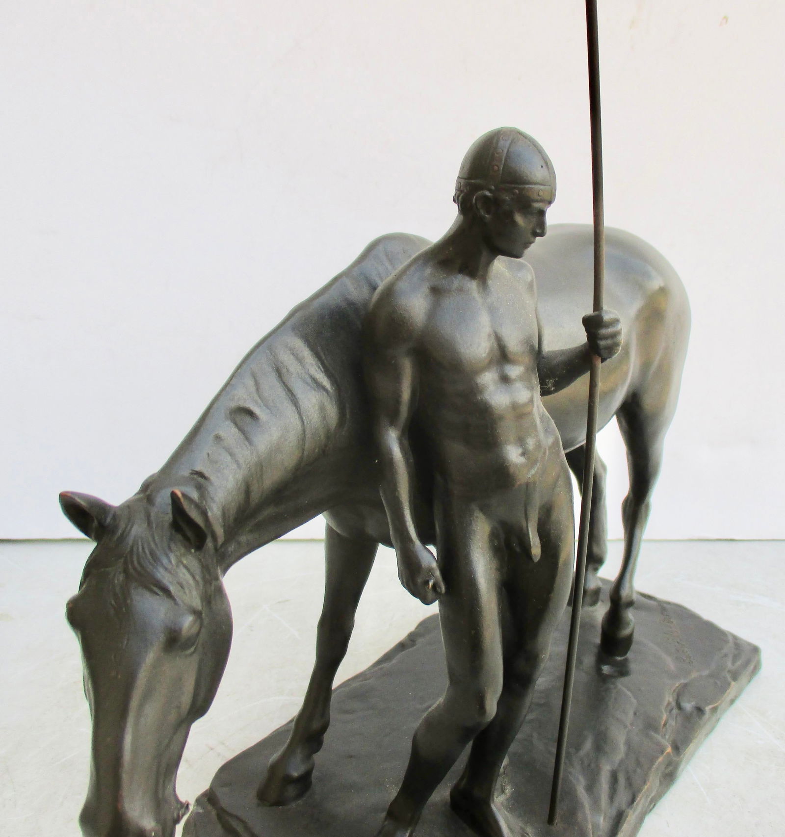L. Vordermayer Antique Bronze Spearman and Horse Circa 1900 - 4