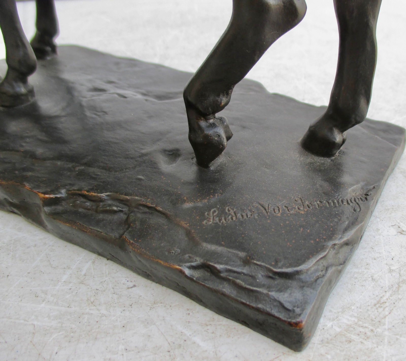 L. Vordermayer Antique Bronze Spearman and Horse Circa 1900 - 8