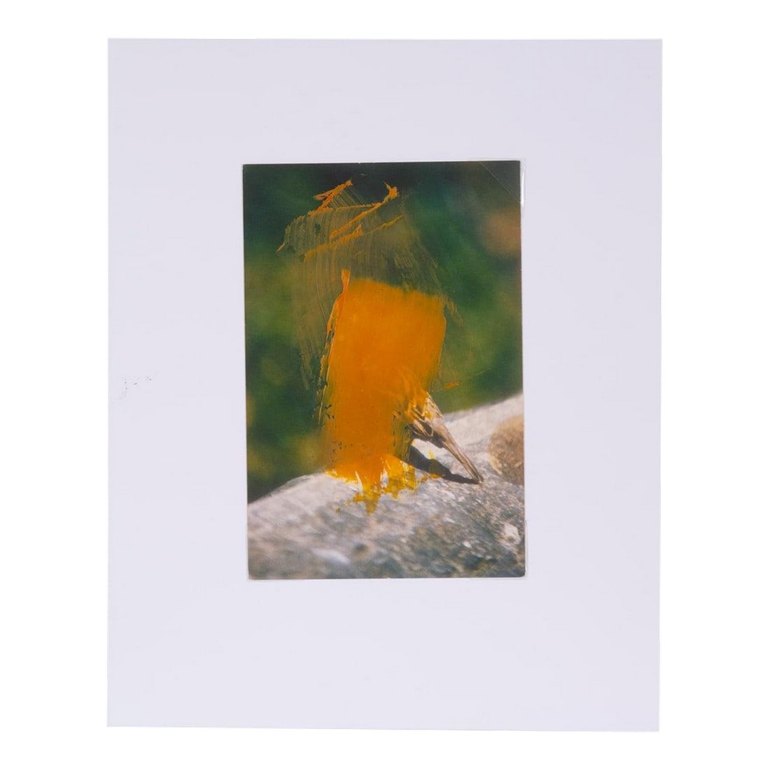 Original Signed James Sprouse "Yellow Oil Bird" 2001: Original Signed James Sprouse "Yellow Oil Bird" 2001. Oil painting of orange painted bird on exhibition postcard, each signed and titled and dated on verso. Dimensions card 6 x 4" mat 10 x 8" Acquired