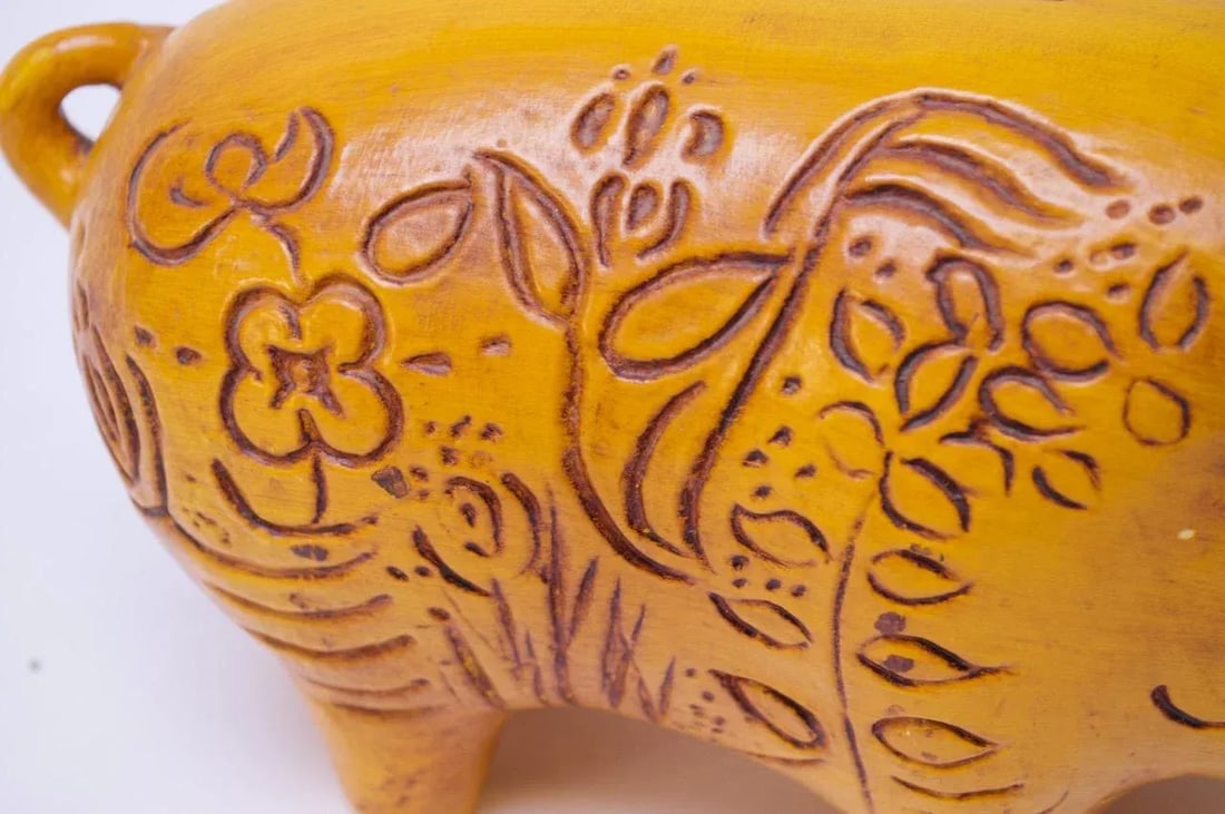 Mid-Century California Pottery Piggy Bank With Cork Stopper - 10