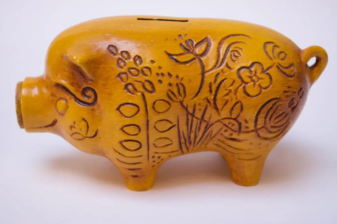 Mid-Century California Pottery Piggy Bank With Cork Stopper - 2