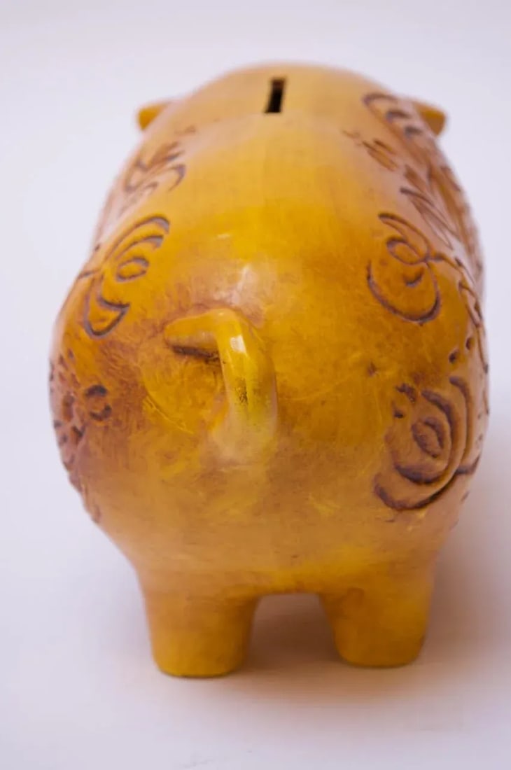 Mid-Century California Pottery Piggy Bank With Cork Stopper - 5