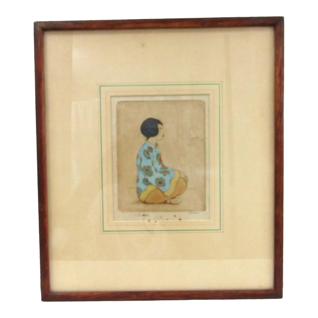 Dorsey Potter Tyson American 1891-1969 Color Etching Chinese Girl Pencil Signed, Framed (1 of 7)