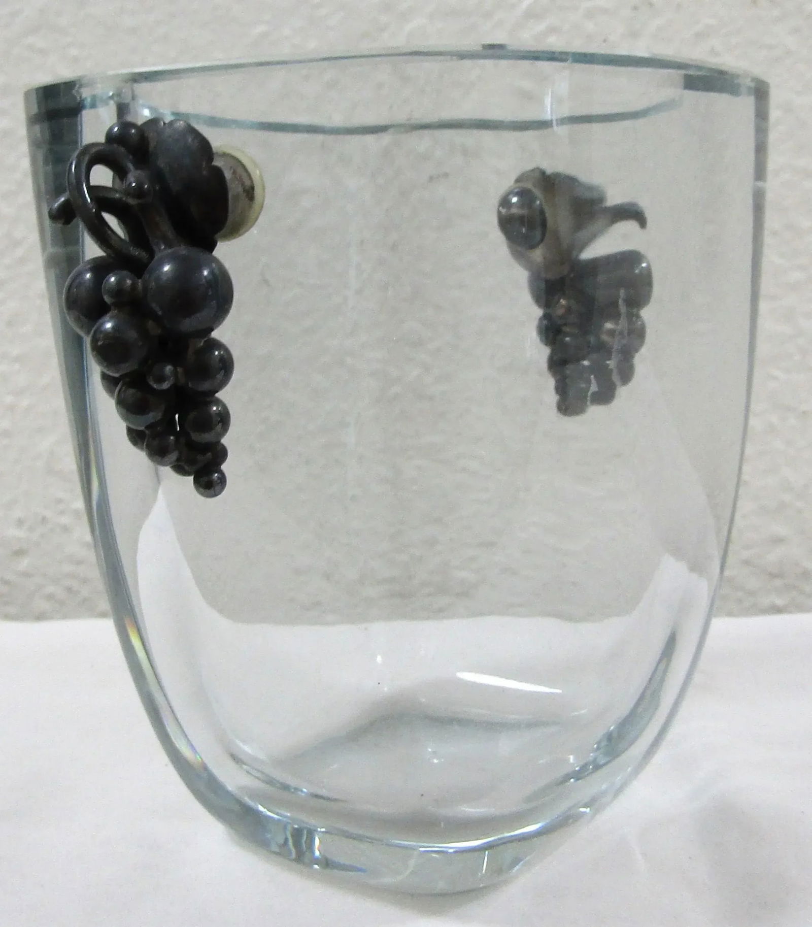 Antique 1940's Danske Guldsmede Handvaerk Dgh Denmark Sterling Glass Vessel Vase - 3