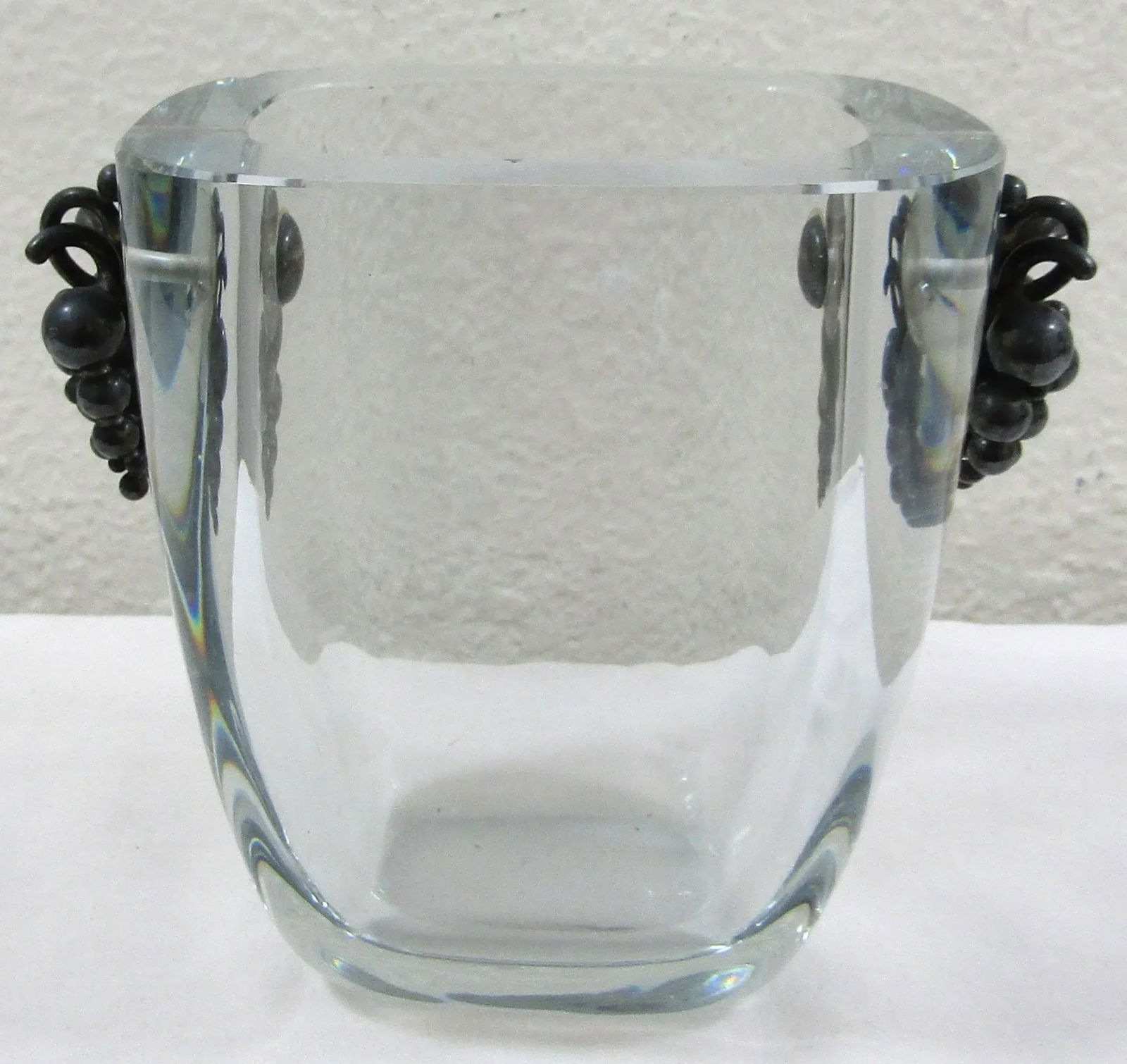 Antique 1940's Danske Guldsmede Handvaerk Dgh Denmark Sterling Glass Vessel Vase - 4