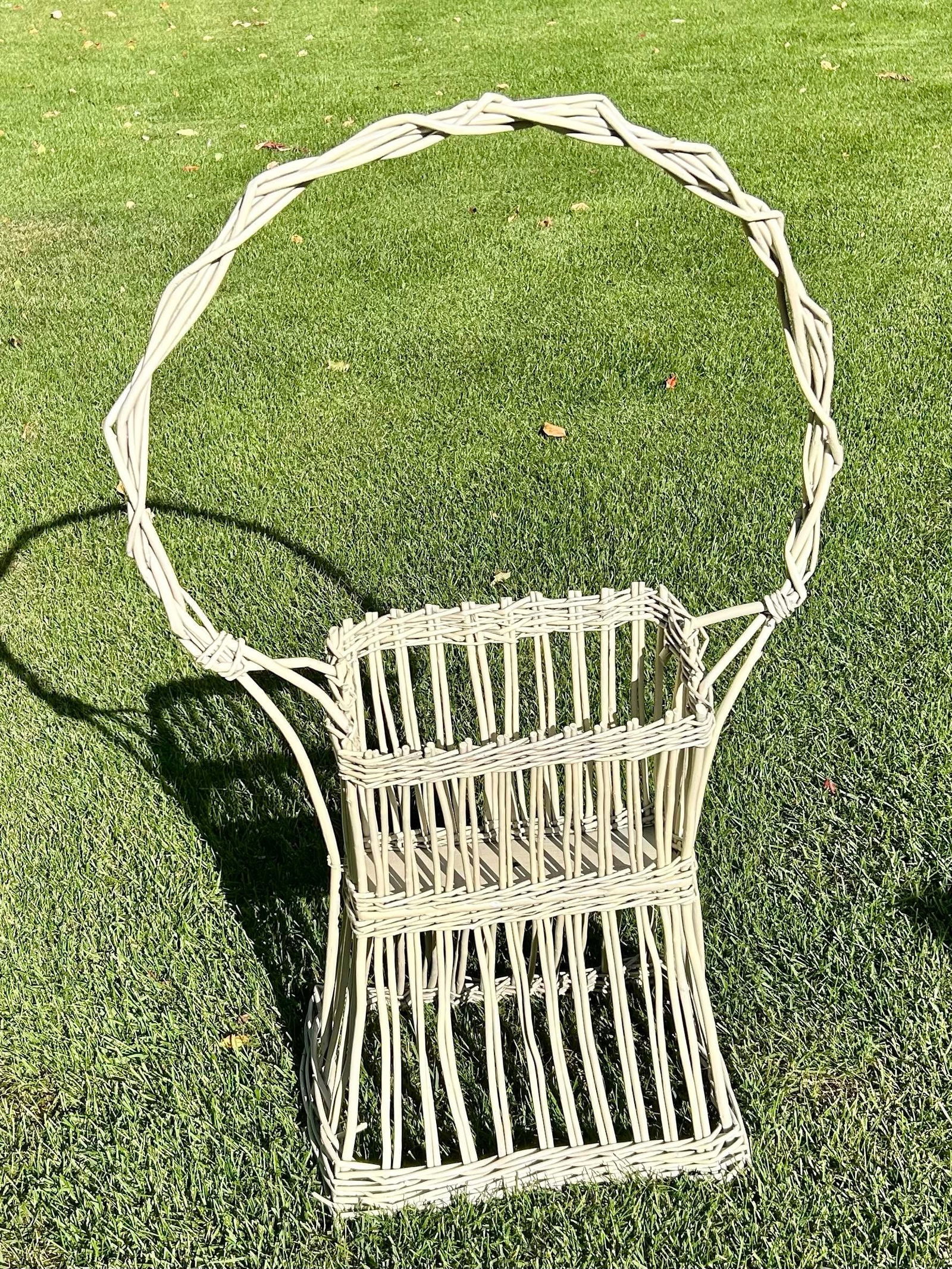 1920s Large, Antique Wicker Flower Basket - 6