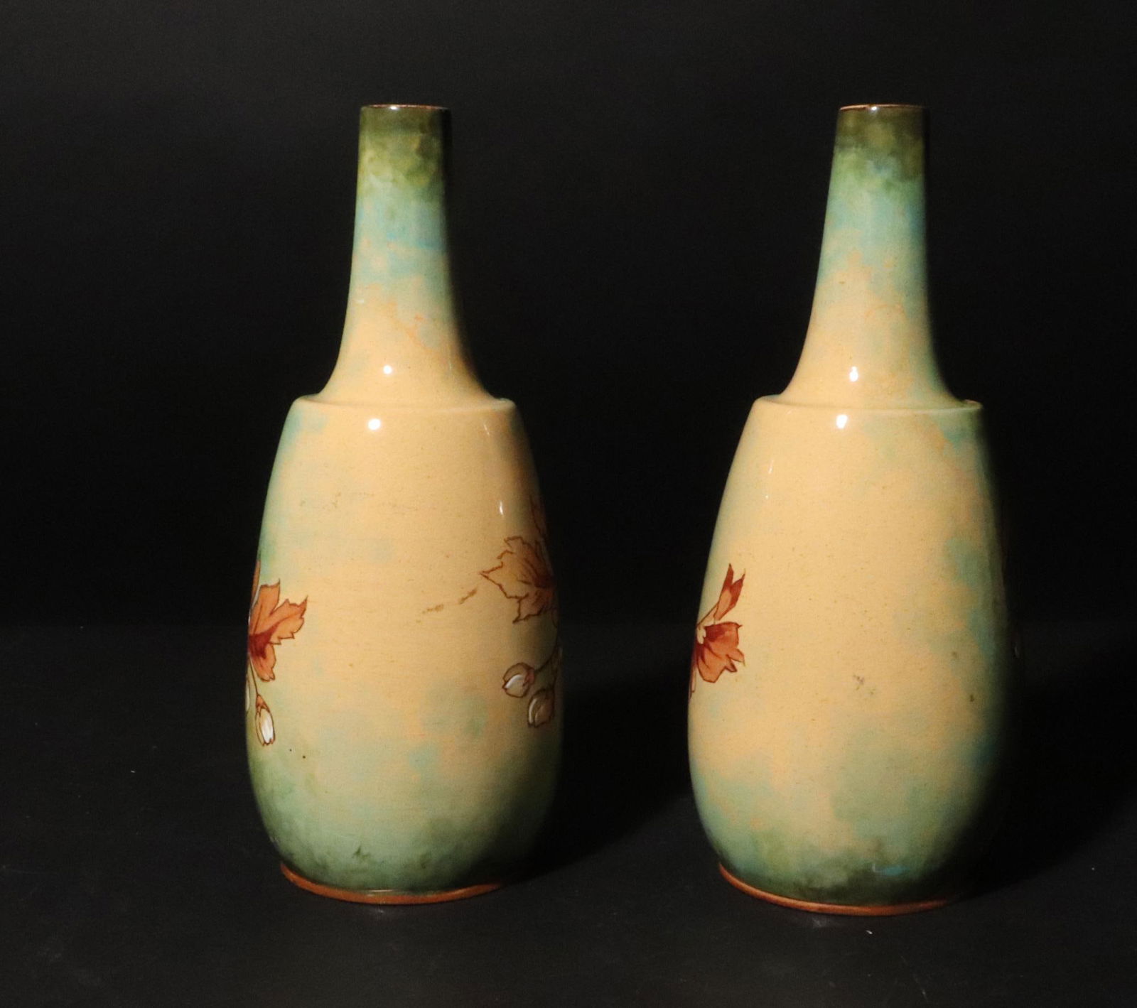 English Pottery Vases Decorated With Flowers and Leaves, Doulton - 2
