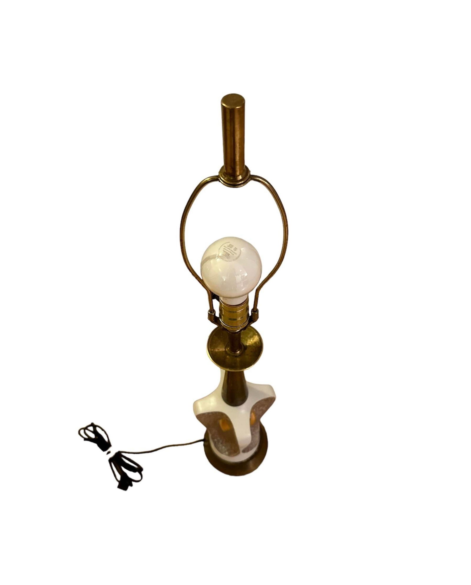 Vintage 1960s Space Age Retro Brass and Mottled Gold Ceramic Table Lamp - 11