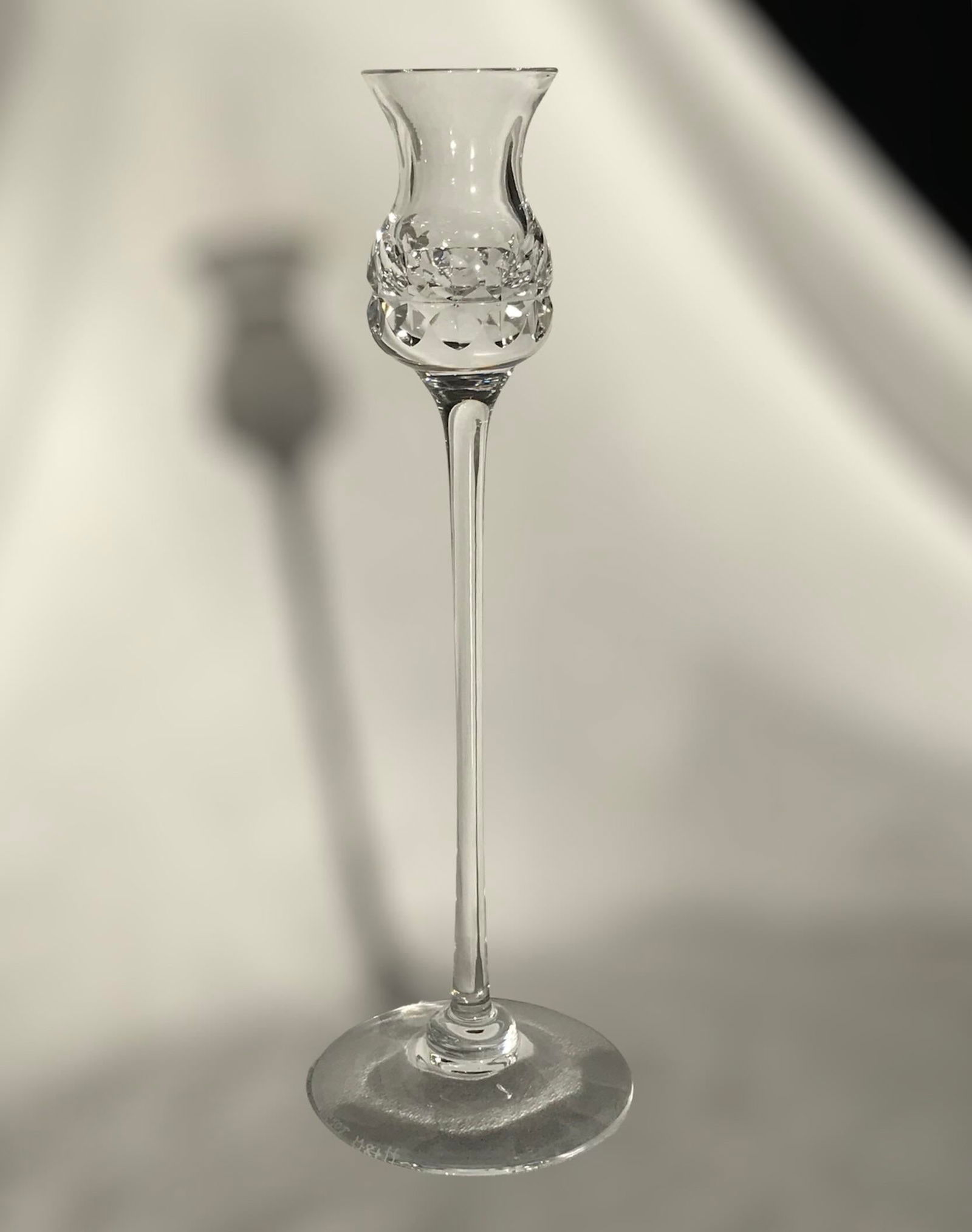 Kosta Boda Clear Crystal Signed Candlestick Prince Pattern 1982 - 9