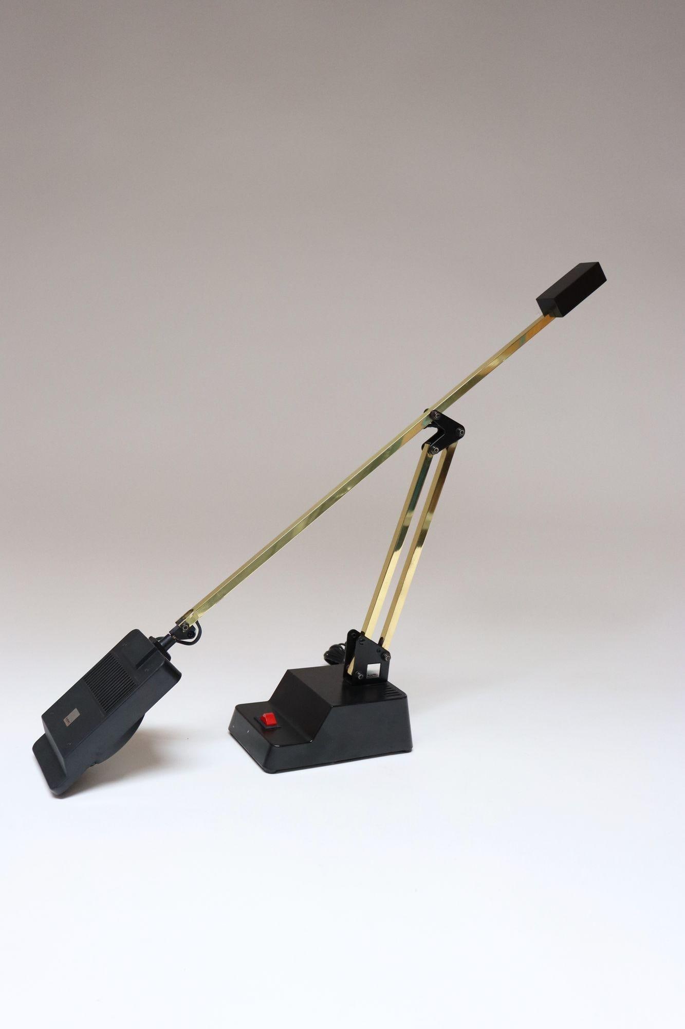 Vintage Black and Tubular Brass Adjustable Articulating Task / Desk Lamp by Electrix - 4