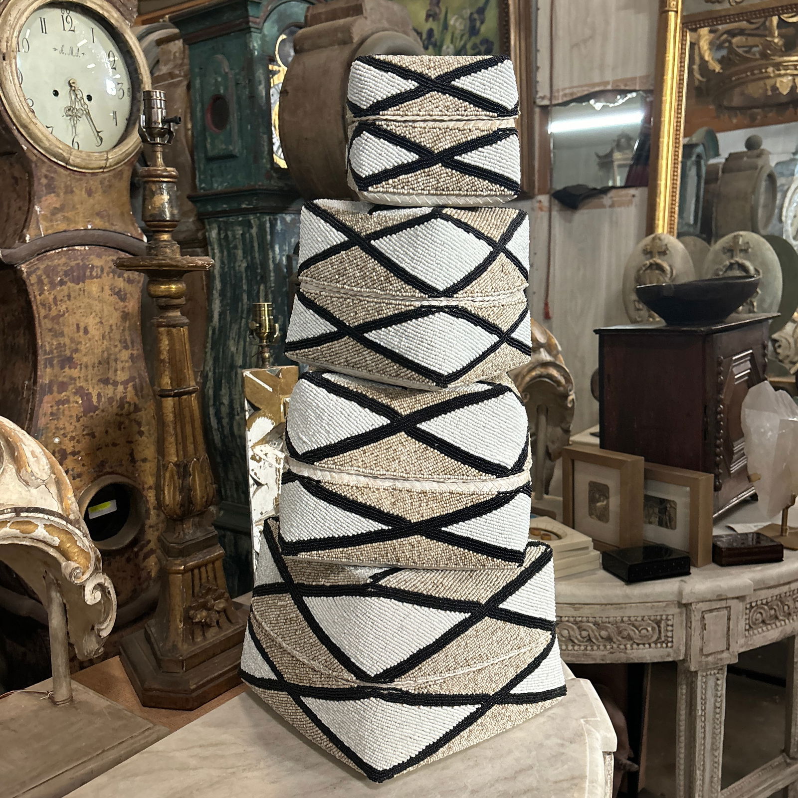 Mid 20th Century Set of 4 Nesting Hand-Beaded Baskets - 2