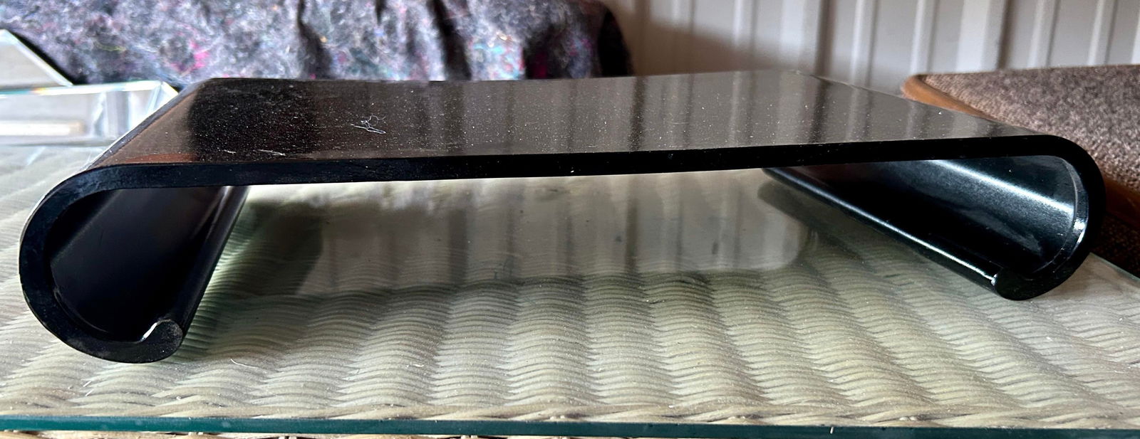 Vintage Japanese Black Lacquer Wakasa Stand Scroll Feet - 11