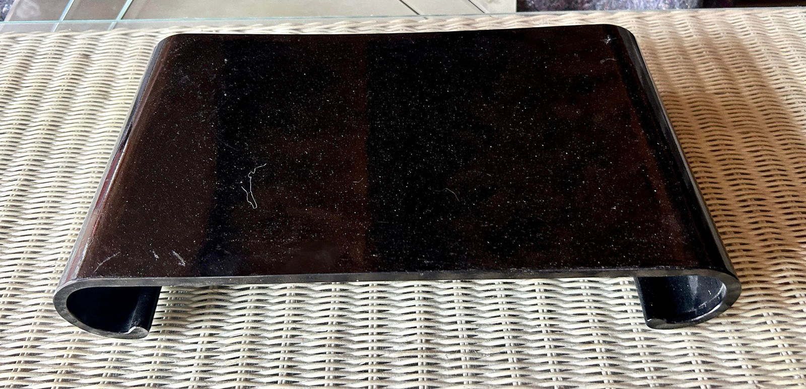 Vintage Japanese Black Lacquer Wakasa Stand Scroll Feet - 3