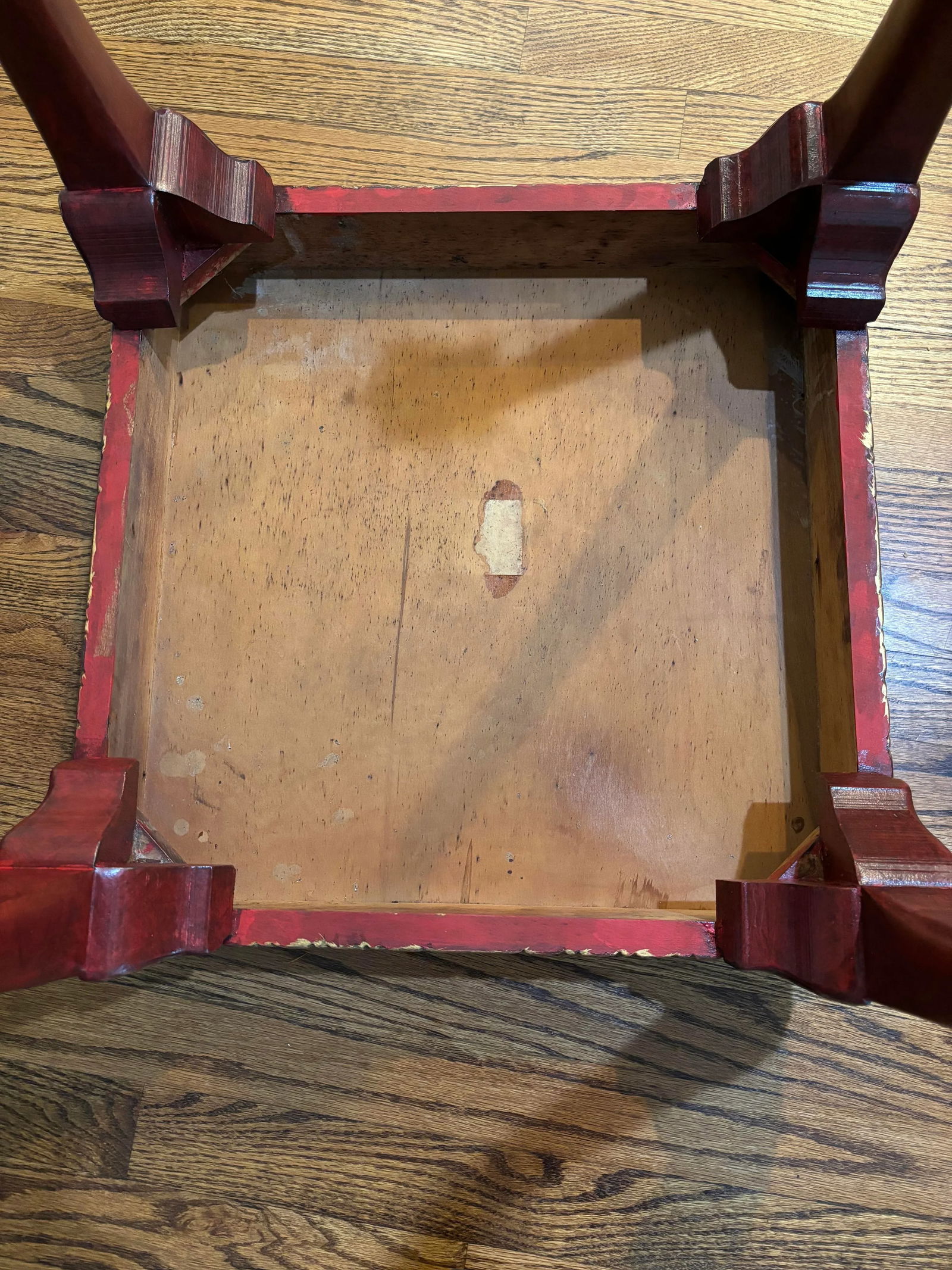 1940s Reproduction 19th Century French Side/End Table Red Lacquer Gold - 5