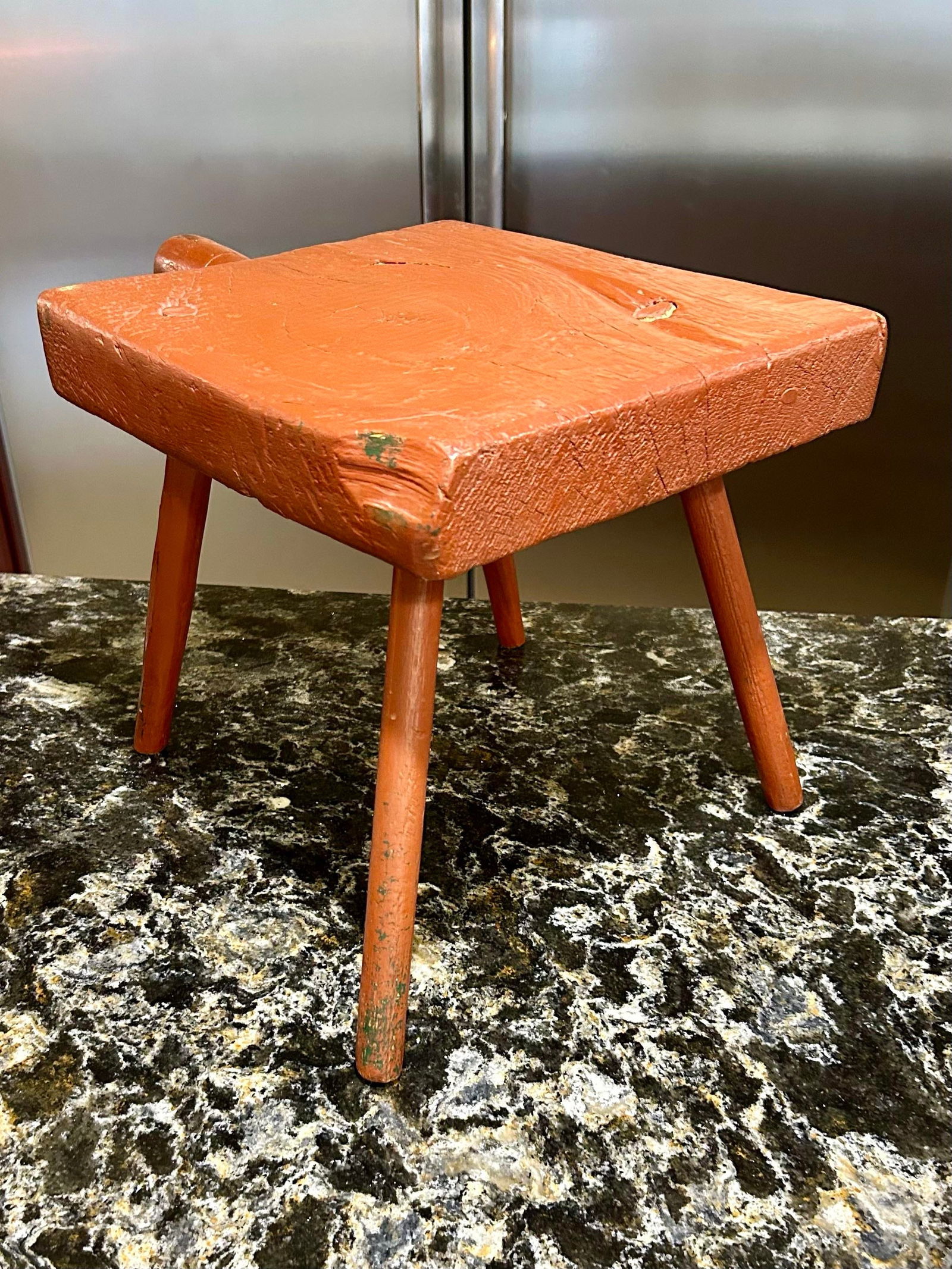 Early 19th Century Rustic, Primitive, 4-Legged Milking Stool - 7