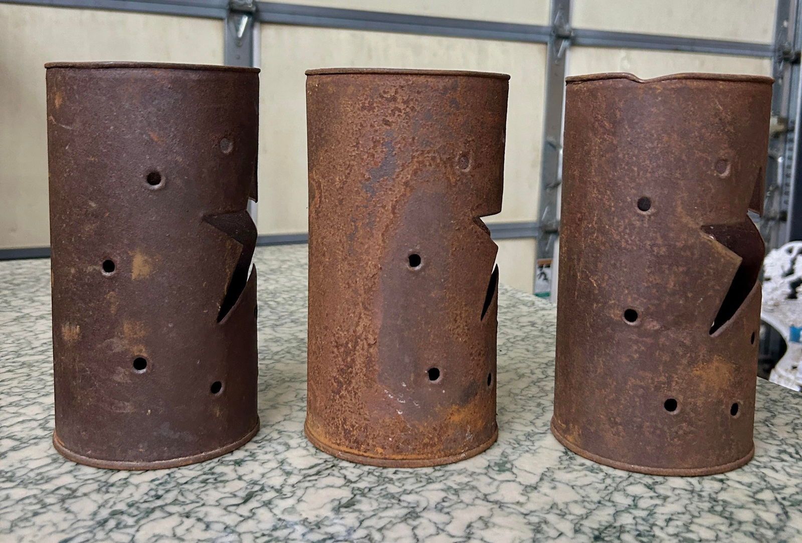 Vintage Rustic Tin Star Votive Candle Holder, Set of Three - 7