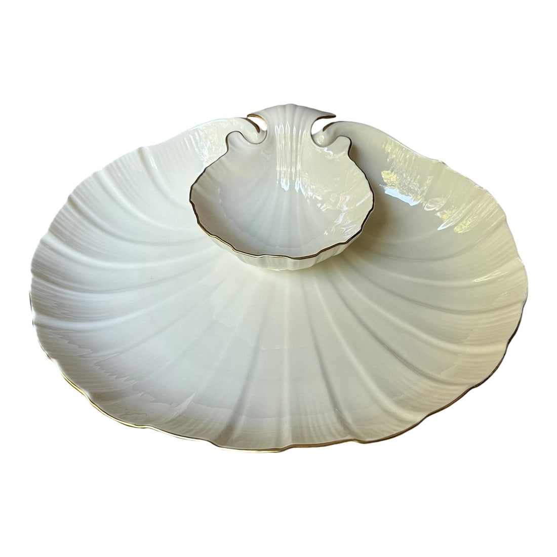 Lenox Porcelain Aegean Sea Shell Tiered Serving Platter Bowl (1 of 8)
