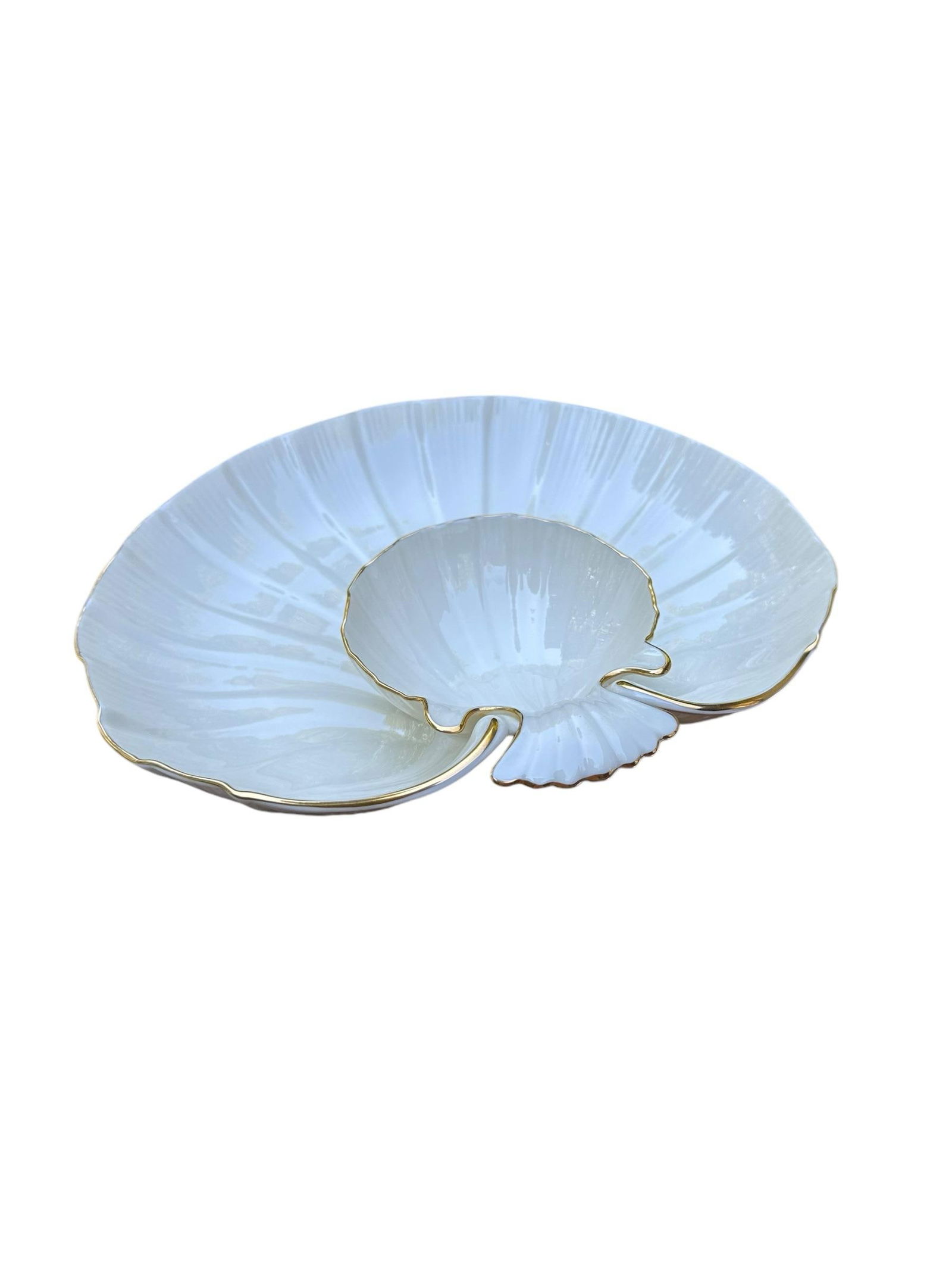 Lenox Porcelain Aegean Sea Shell Tiered Serving Platter Bowl - 3