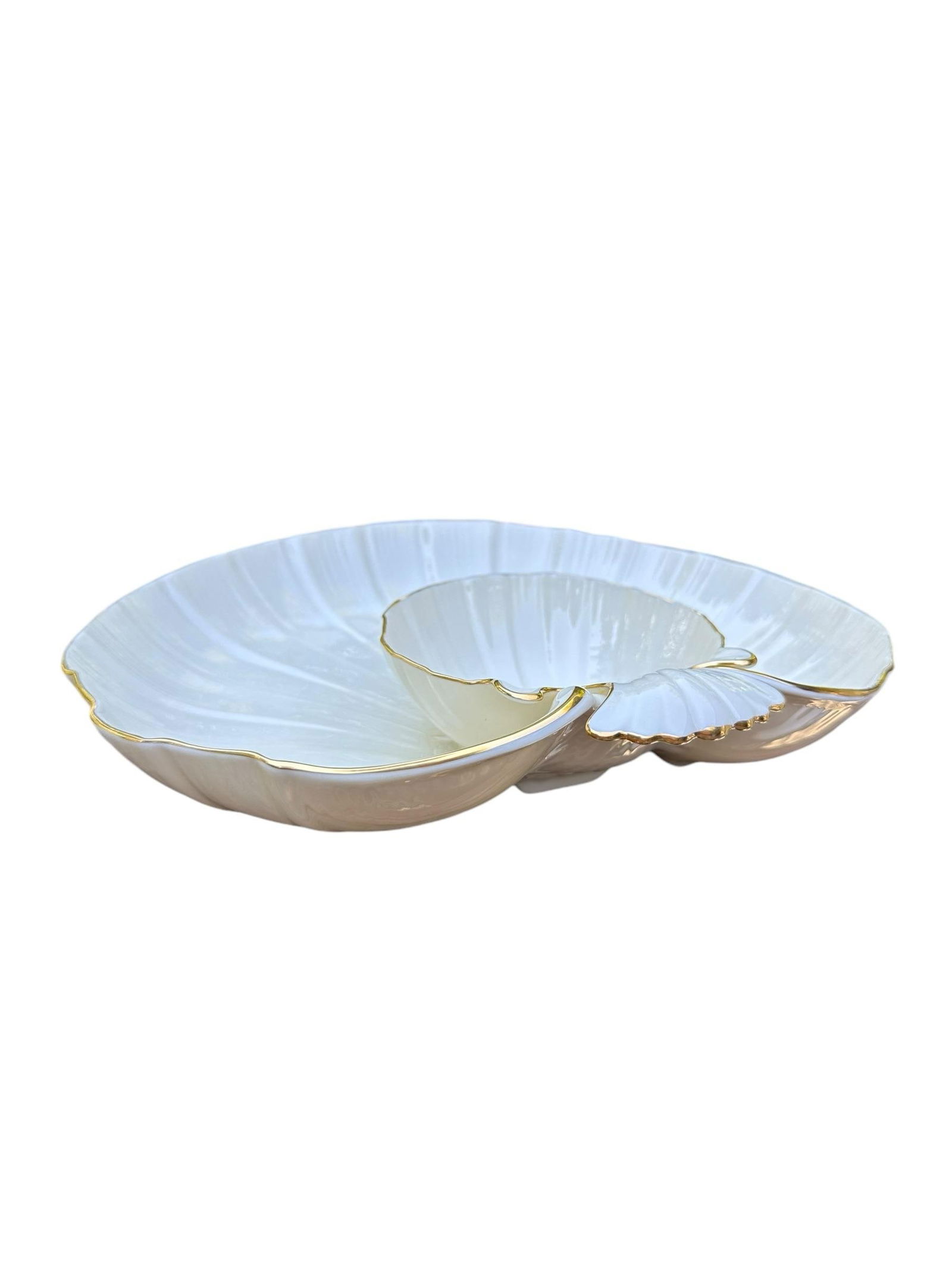 Lenox Porcelain Aegean Sea Shell Tiered Serving Platter Bowl - 5