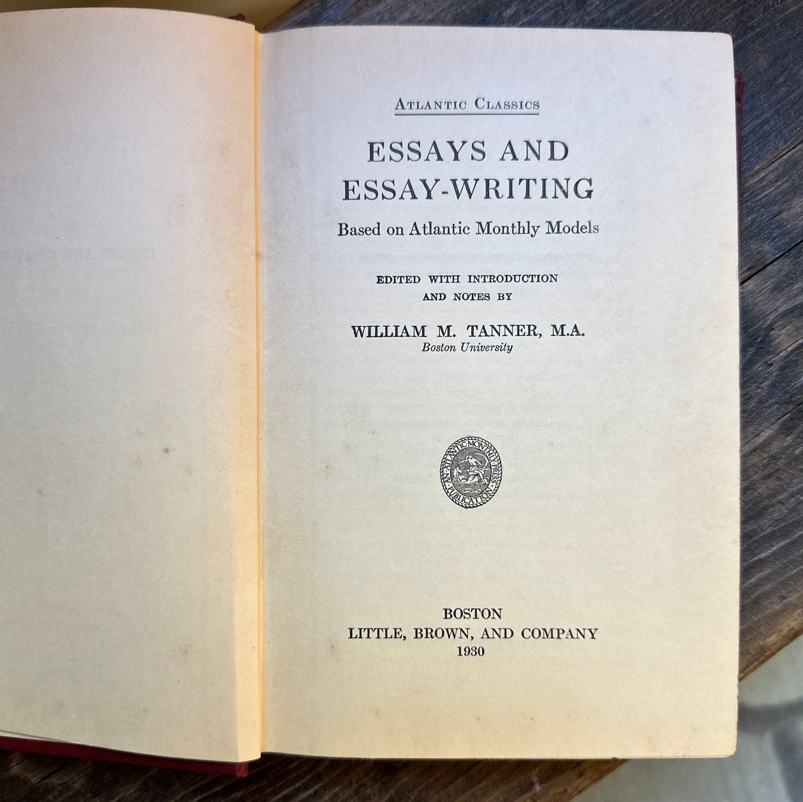 Antique Hardcover Red Cloth Book Atlantic Classics Essays and Essay-Writing - 2