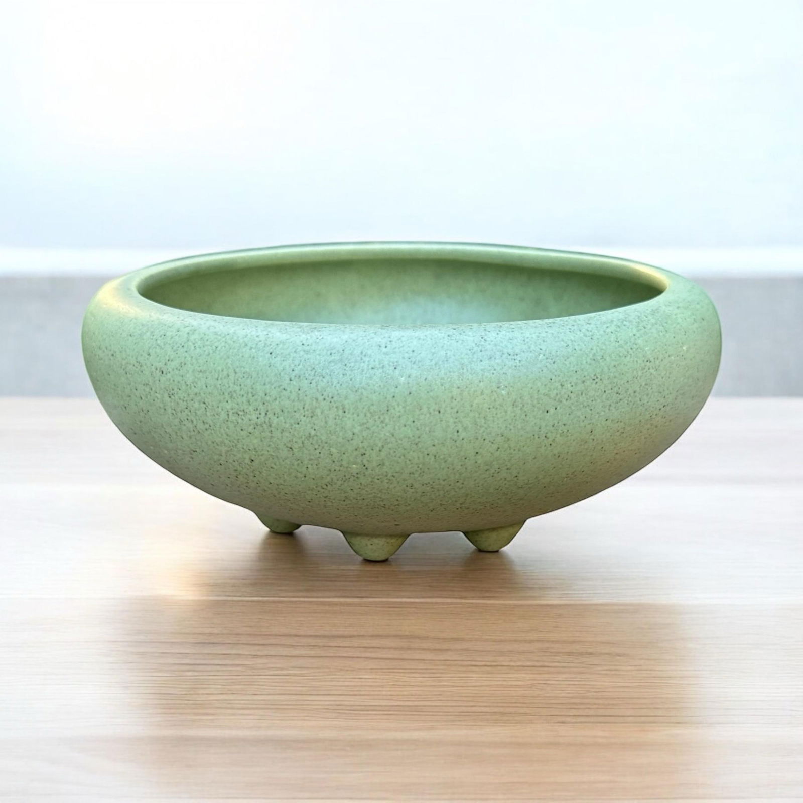 Vintage Green Haeger Round Ceramic Planter - 5