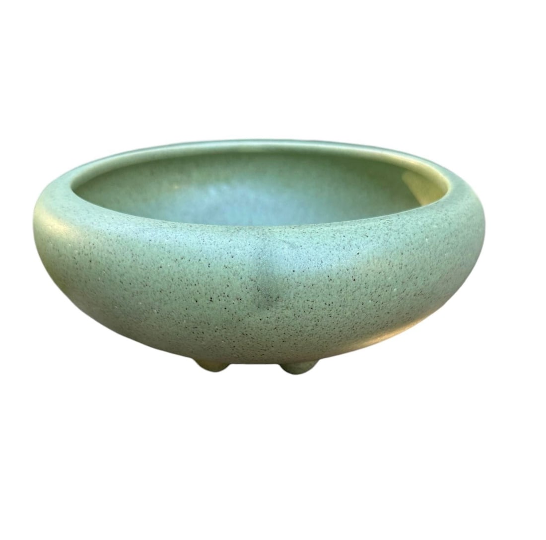 Vintage Green Haeger Round Ceramic Planter - 8