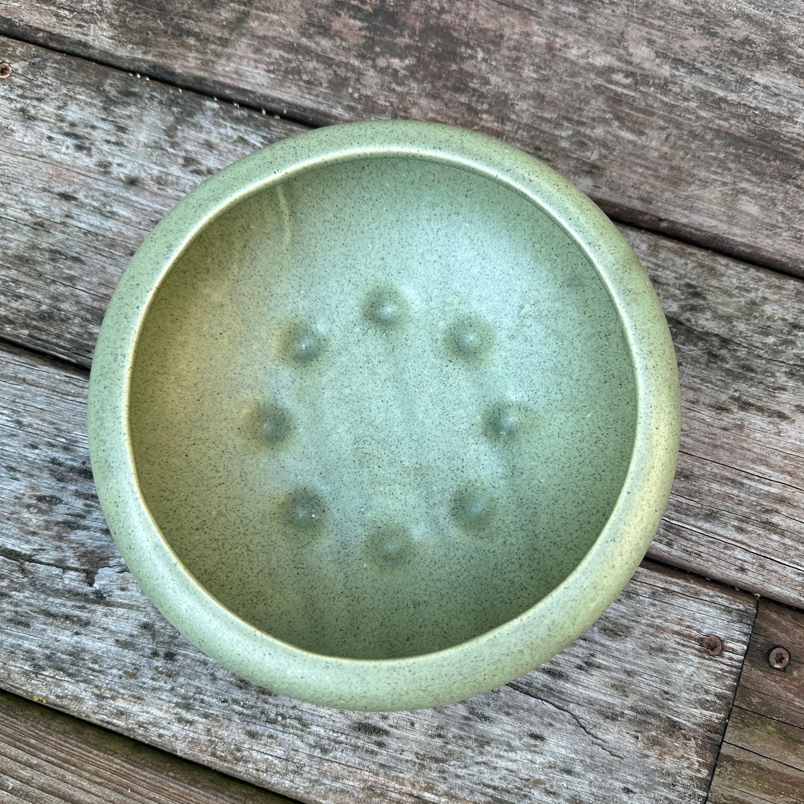 Vintage Green Haeger Round Ceramic Planter - 9