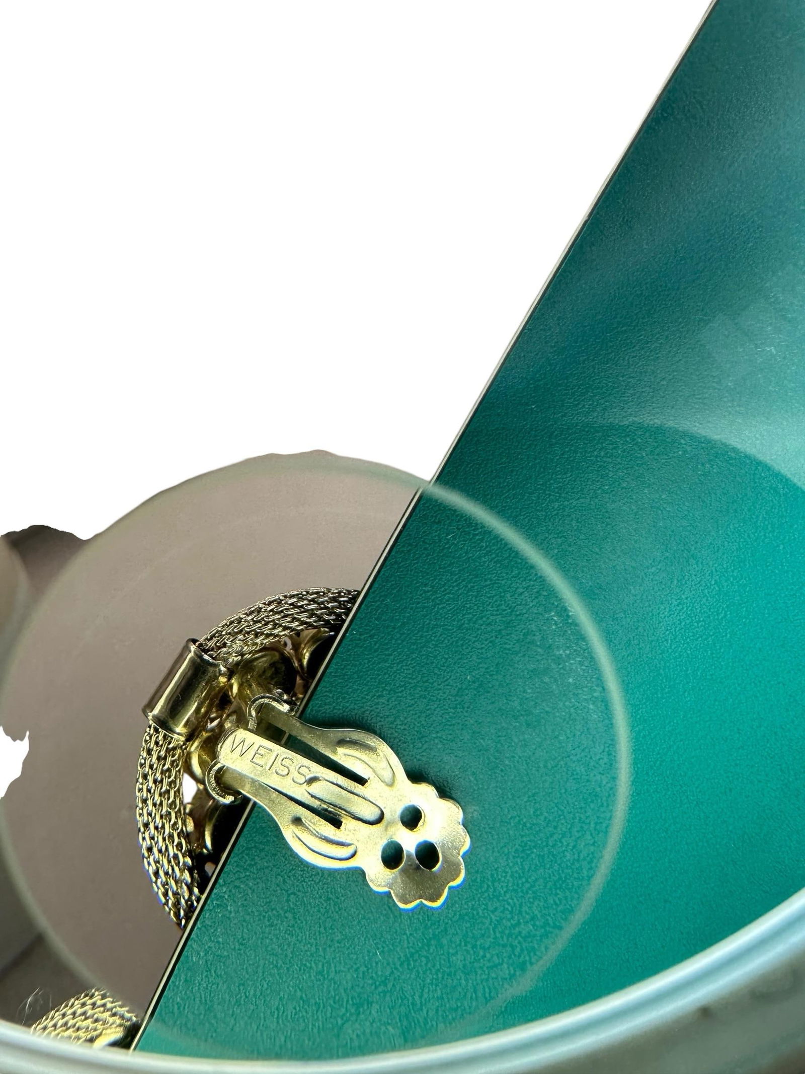 Vintage Weiss Gold Crystal Rhinestone Button Earrings Clip On - 2 Pieces - 5