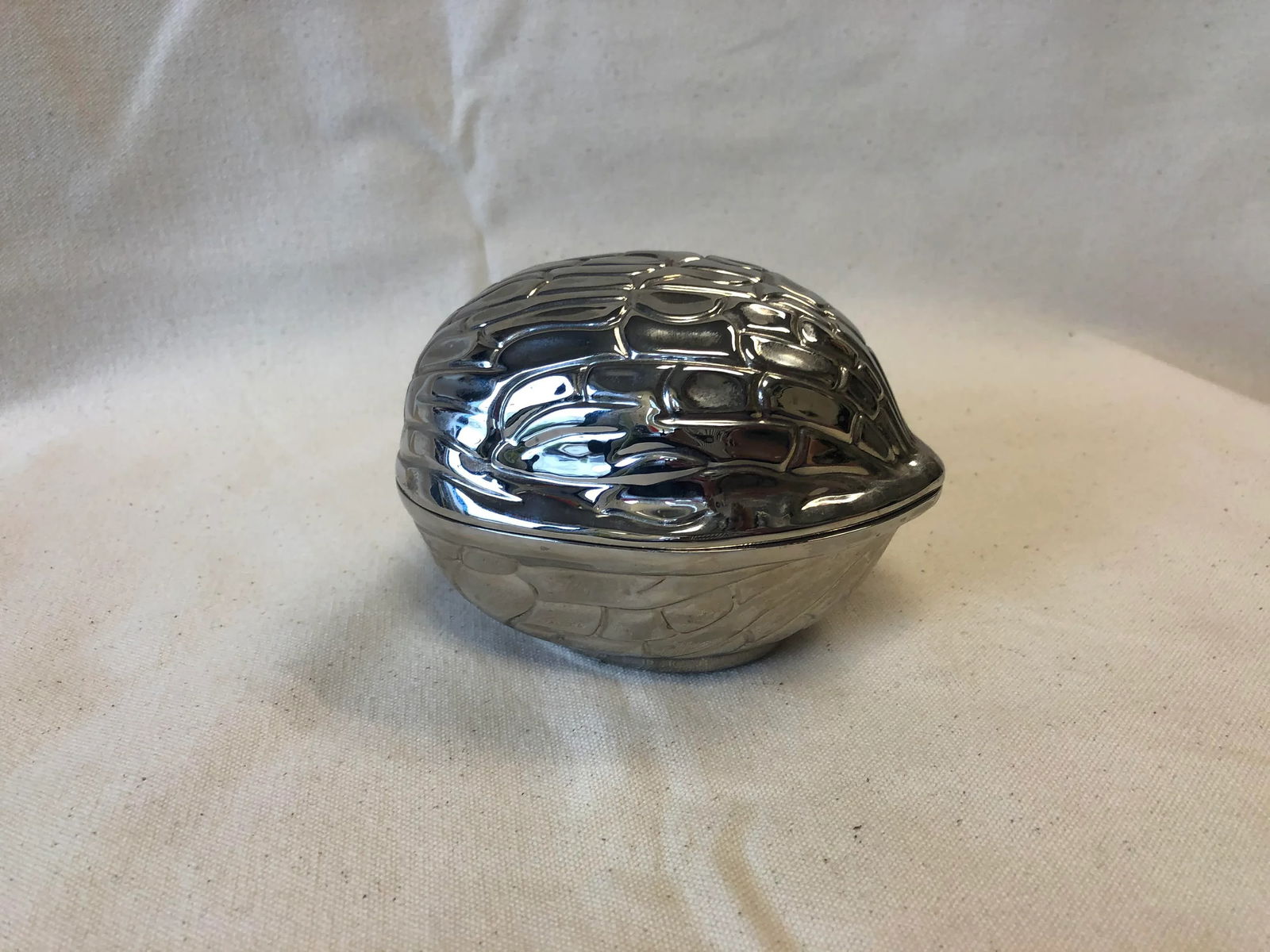 1970s Silver Nut Shaped Catchall Box - 10