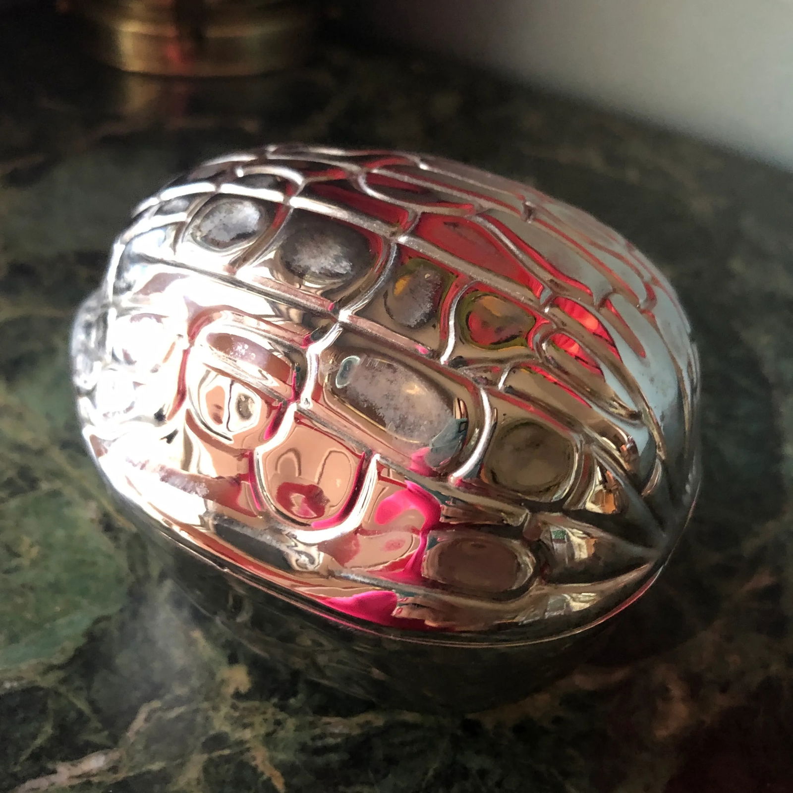 1970s Silver Nut Shaped Catchall Box - 3
