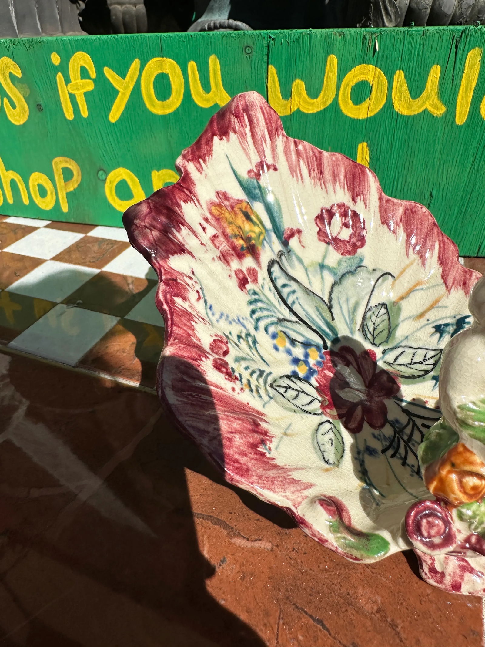 1970s Small Decorative Cherub Painted Dish - 3