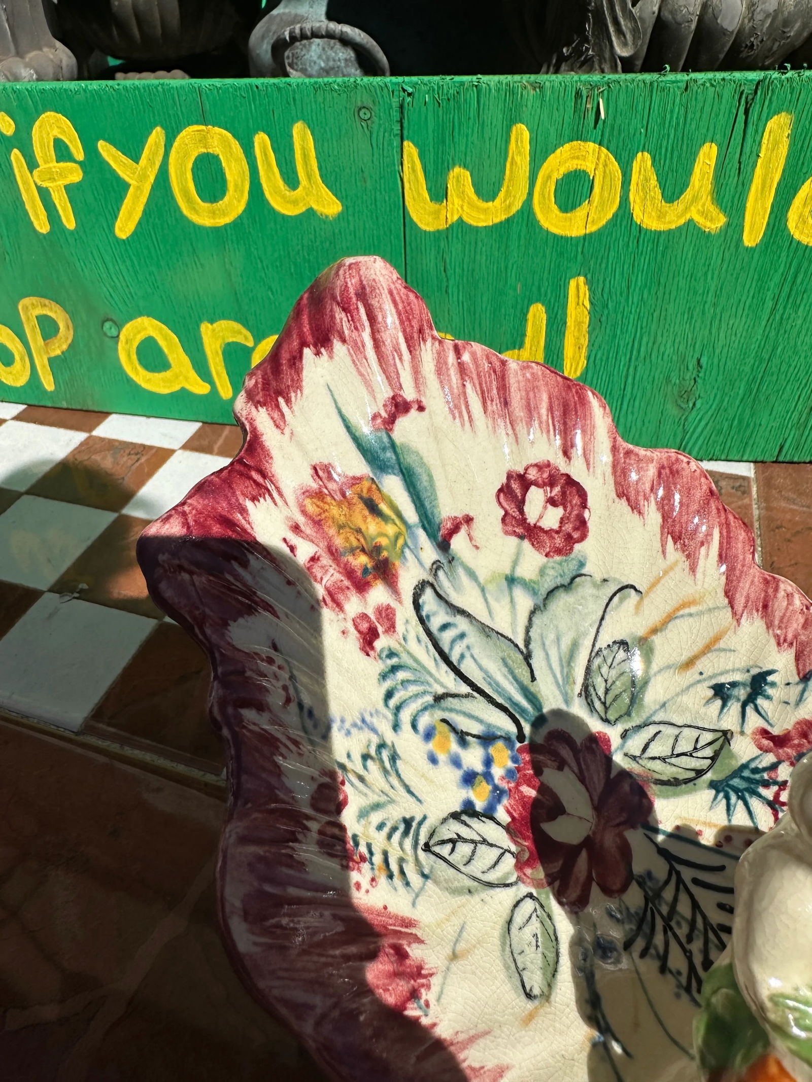 1970s Small Decorative Cherub Painted Dish - 4