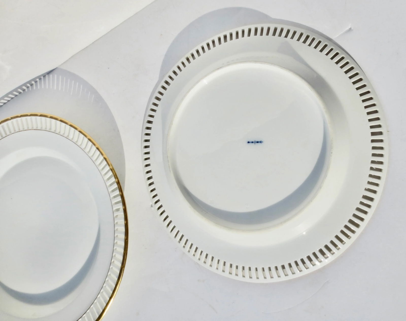 Antique KPM White Porcelain Reticulated Plates- A Pair of 2 - 2