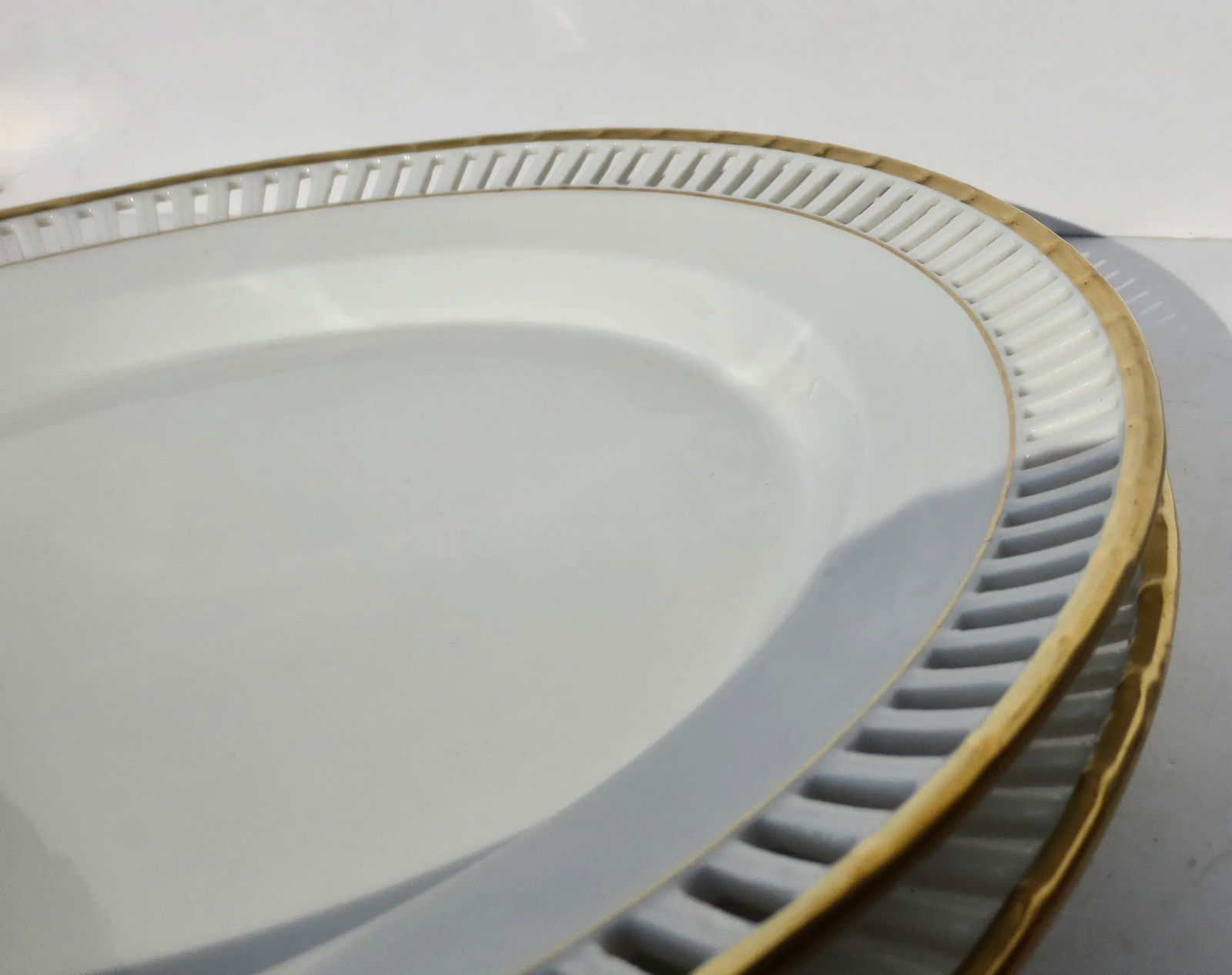 Antique KPM White Porcelain Reticulated Plates- A Pair of 2 - 4