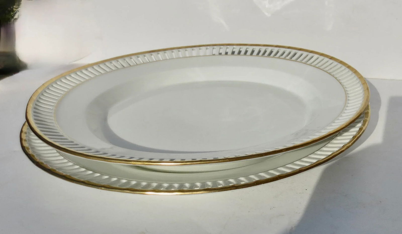 Antique KPM White Porcelain Reticulated Plates- A Pair of 2 - 6